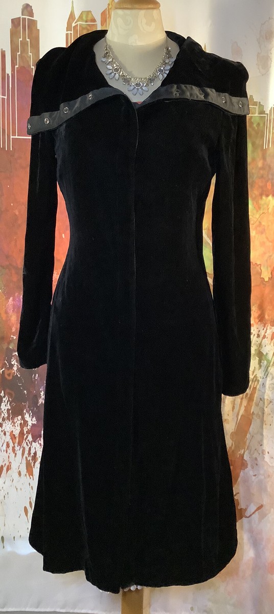 70s EMPORIO ARMANI Black Velvet Couture Dress/Long Jacket Shawl