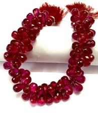 AAA+ Natural Ruby Corundum Teardrop Beads Faceted Gemstone Jewelry, 7-8mm 8 Inch