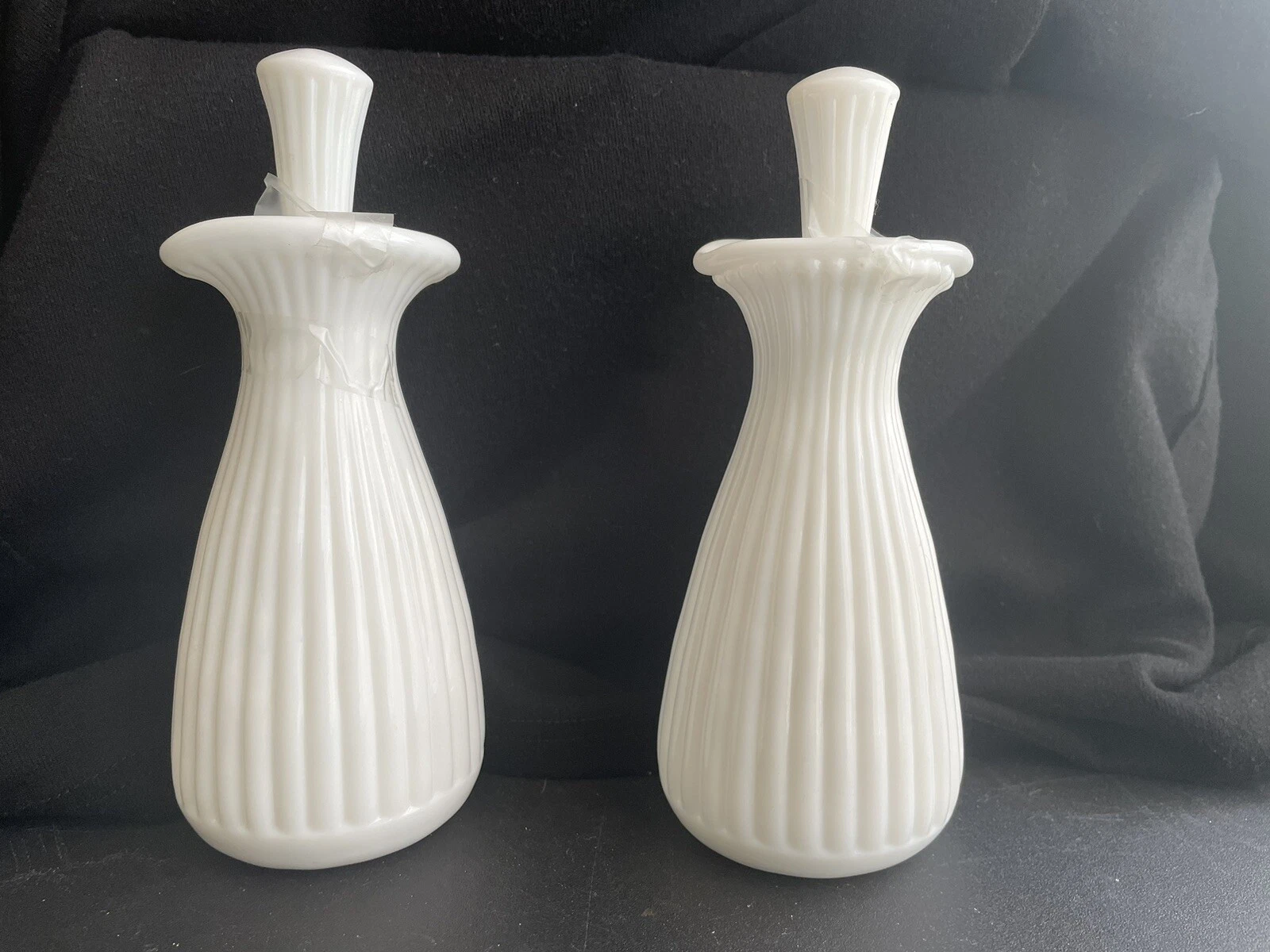 Oil and Vinegar Milk Glass