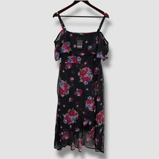 SIMPLY BE Floral Printed Georgette Bardot Wrap Midi Dress SIZE UK-12 NEW