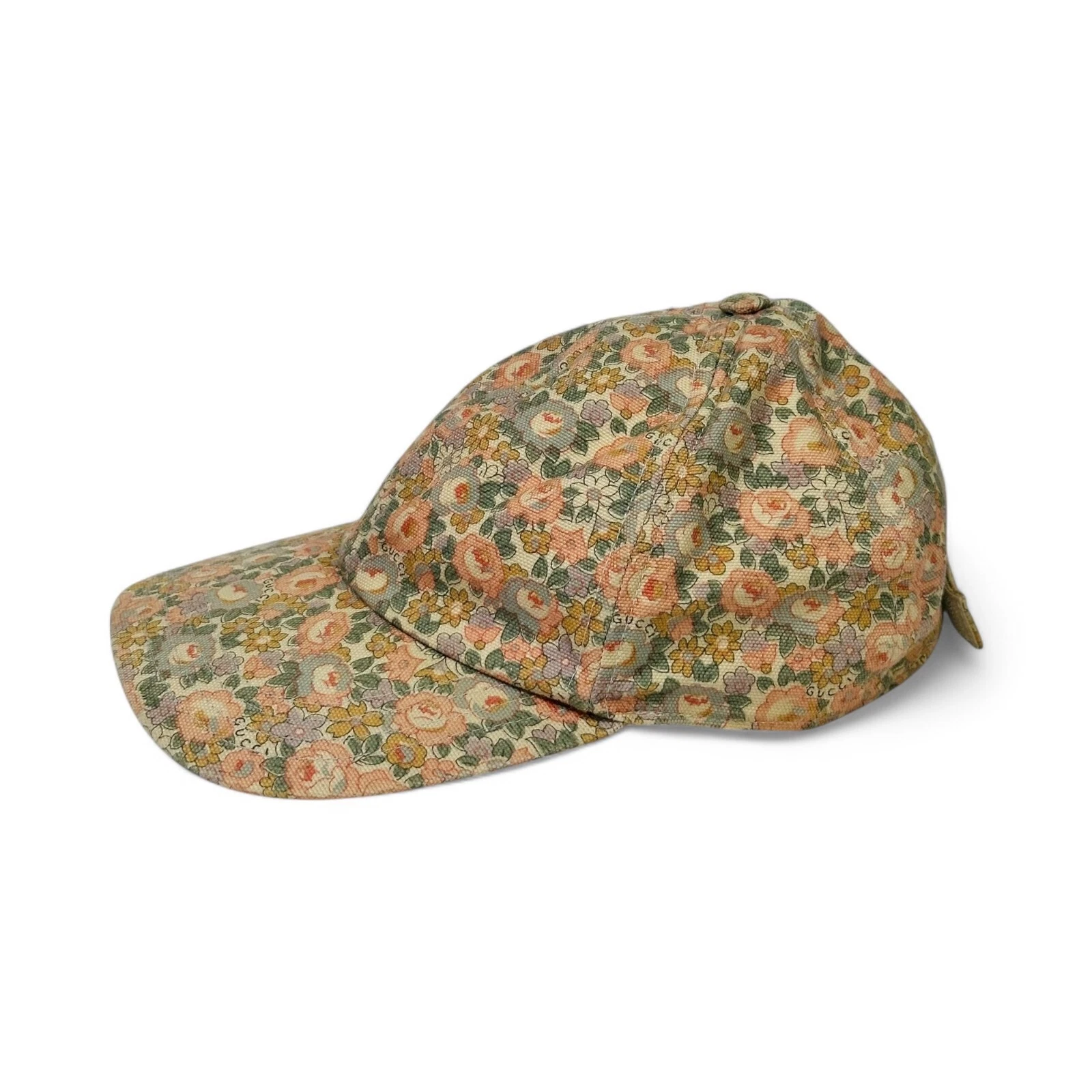 Authentique chapeau Gucci x Liberty of London Floral Infinity Abbey taille ivoire et rose