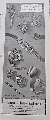 1944 Trabert & Hoeffer Mauboussin Bracelet Ring Pin Earrings vintage jewelry ad