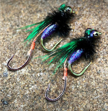 5/10pcs Fly Fishing Lures 12#-16# Mayfly Nymphs Flies for Bass Trout Double Hook