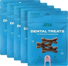 Jinx Chicken Flavor Dry Dental Treats for Large Dogs, 8.8 oz Bag, 7 Treats