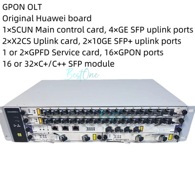 HUAWEI GPON OLT 1×SCUN 2×X2CS 4×10G Uplink 1|2×GPFD C+ or C++ Module AC/DC Power