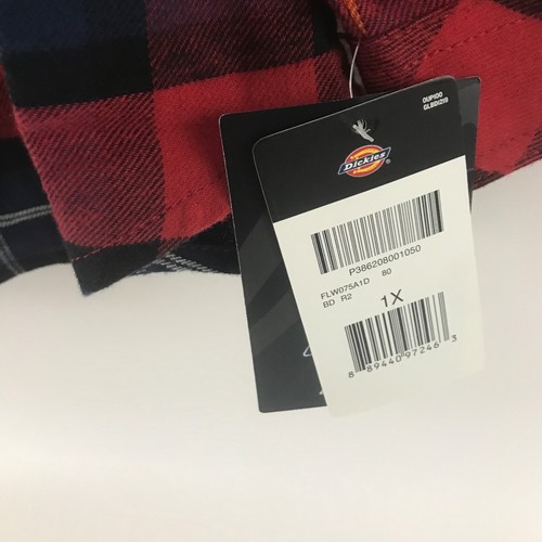 Dickies Flannel Shirt Plus Size 1X Red Black Plaid Shacket 100% Cotton NEW - Picture 6 of 11