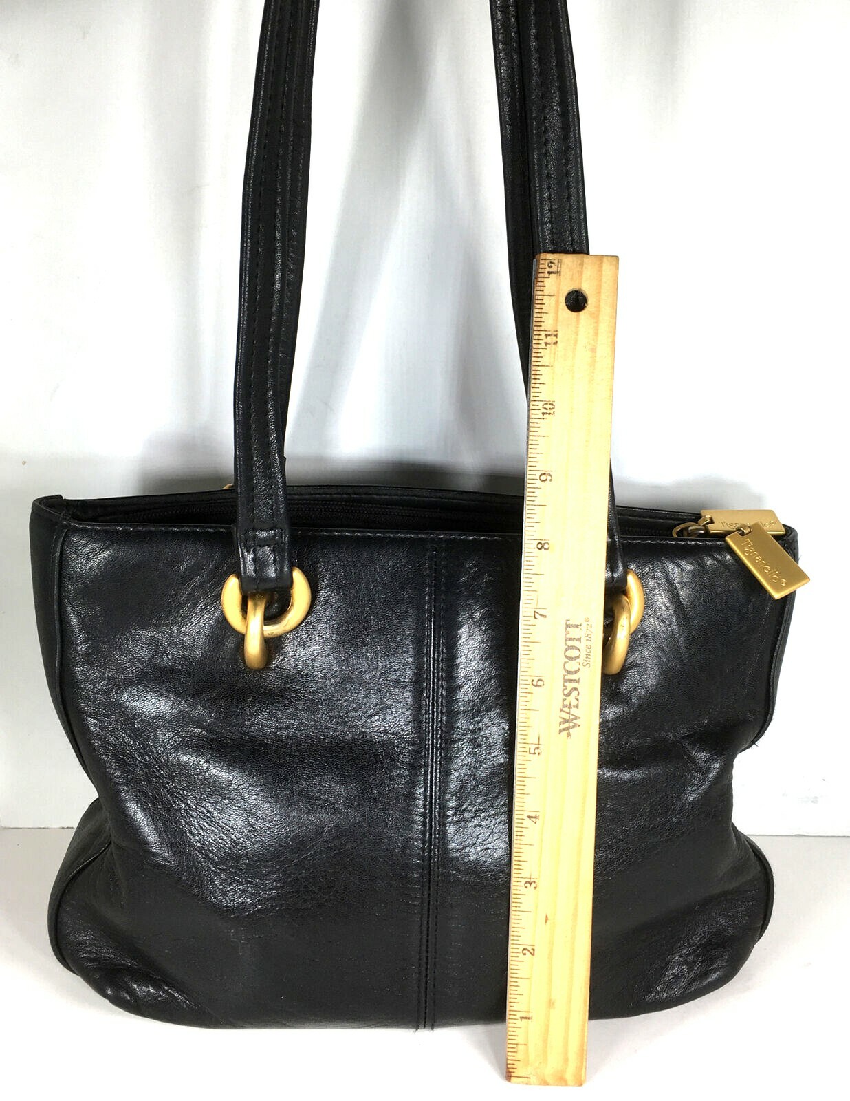 Tignanello Vintage Black Leather Shoulder Bag Gem