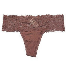 NWT AERIE Thong Sz M-XL Purple Silky Lace