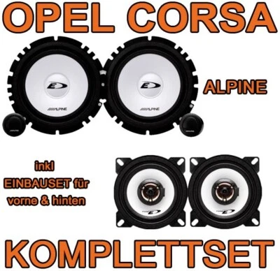 JUST SOUND BEST CHOICE FOR CARAUDIO ALTAVOCES OPEL CORSA D ALPINE SXE CAJAS DELANTERAS + TRASERAS DELANTERAS + TRASERAS KIT DE MONTAJE NUEVO