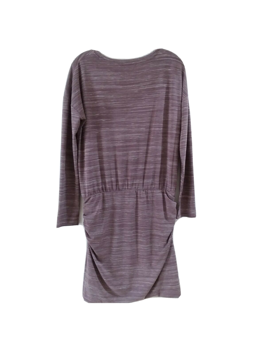 Athleta Avenue Dress Dusty Plum Ruched Skirt Long Sleeves Elastic Waist  Size S | eBay