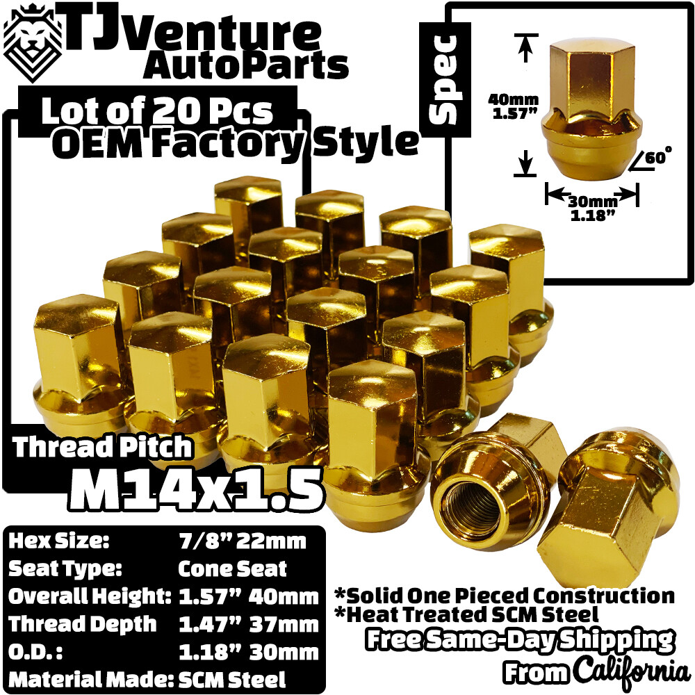 20Pc Gold M14x1.5 OEM Factory Style Lug Nuts Fit GMC Terrain Yukon Stock Wheel | Australia