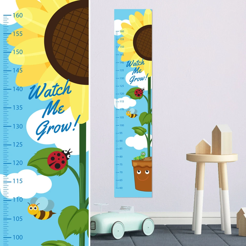 Lindo gráfico de altura personalizado girasol jardín Ladybird + 8 pegatinas de pared  Foto 4 de 4