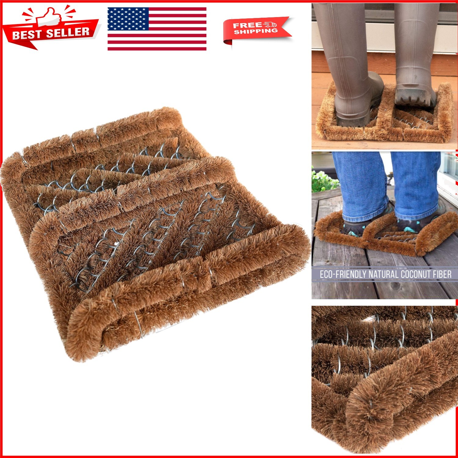 Durable 6-Pack Coir Boot Scraper Mats – All-Weather Resistant Entryway Essentials