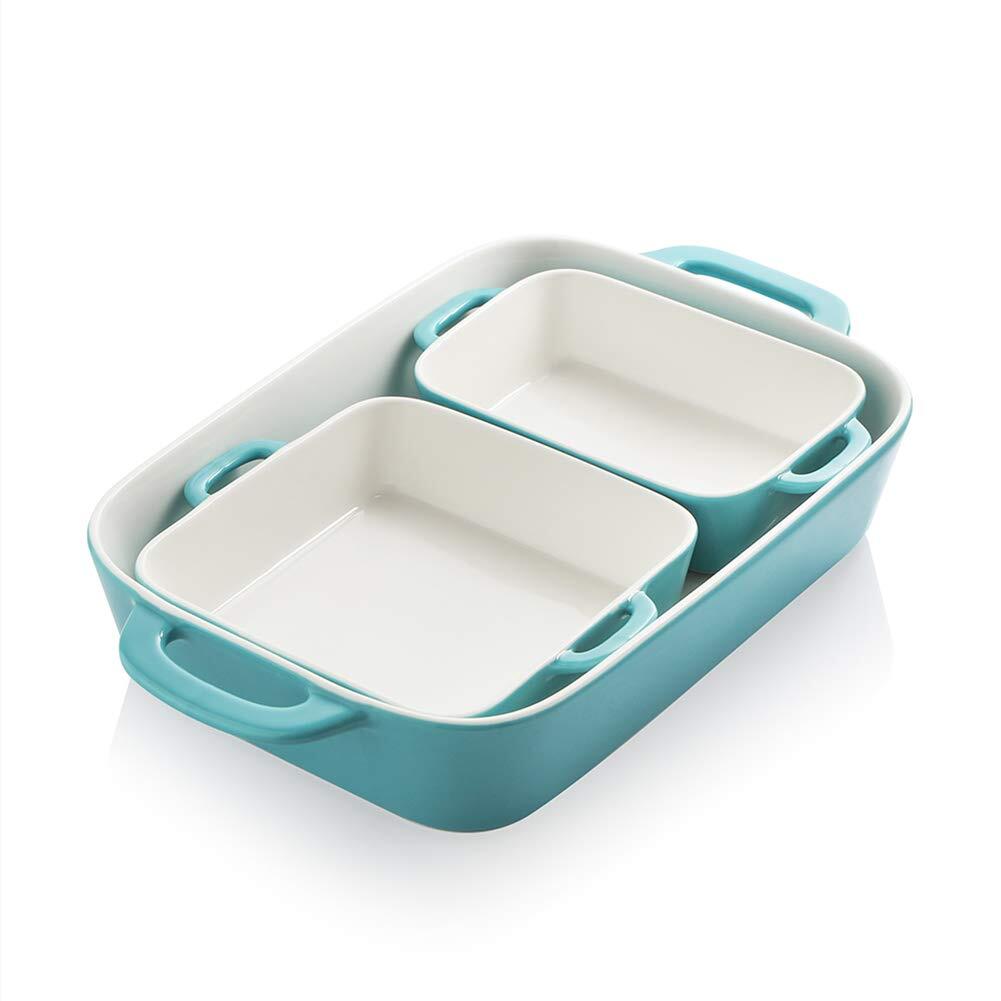 Ceramic Bakeware Set, Rectangular Baking Dish for Cooking, Kitchen, Cake Dinn...
