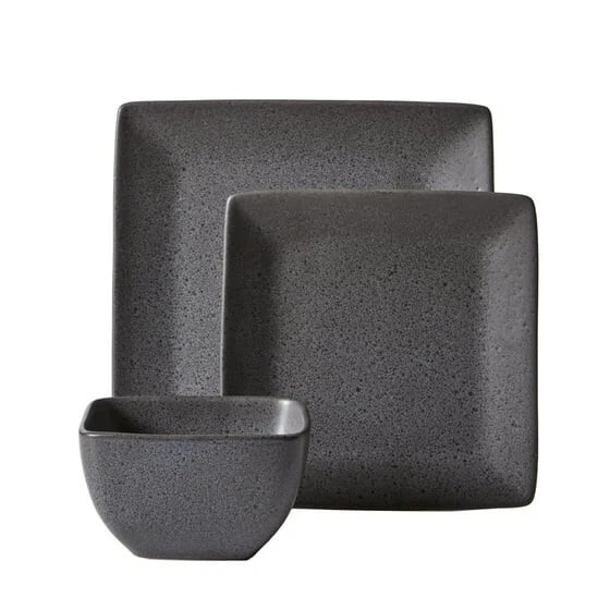 Better Homes & Gardens Anderson Grey Square-Shaped Stoneware 12-Piece Dinnerware - Image 2 of 4