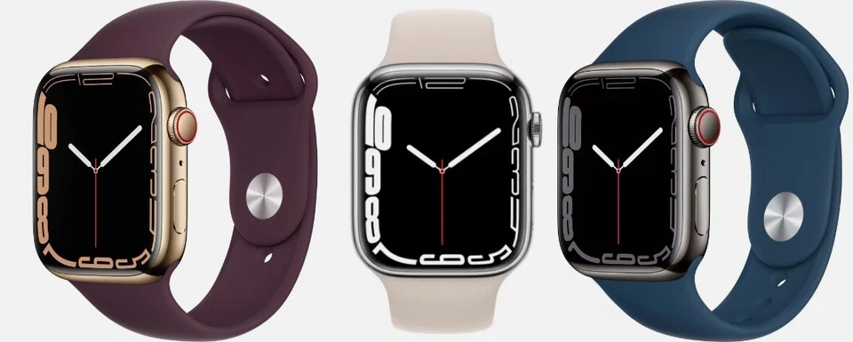 Apple Watch Series 7 41 мм 45 мм GPS + WIFI + LTE РАЗБЛОКИРОВАННЫЙ нержавеющая сталь - хороший