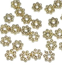 MB461 Antiqued Gold 5mm Dotted Daisy Rondelle Pewter Metal Spacer Beads 24pc