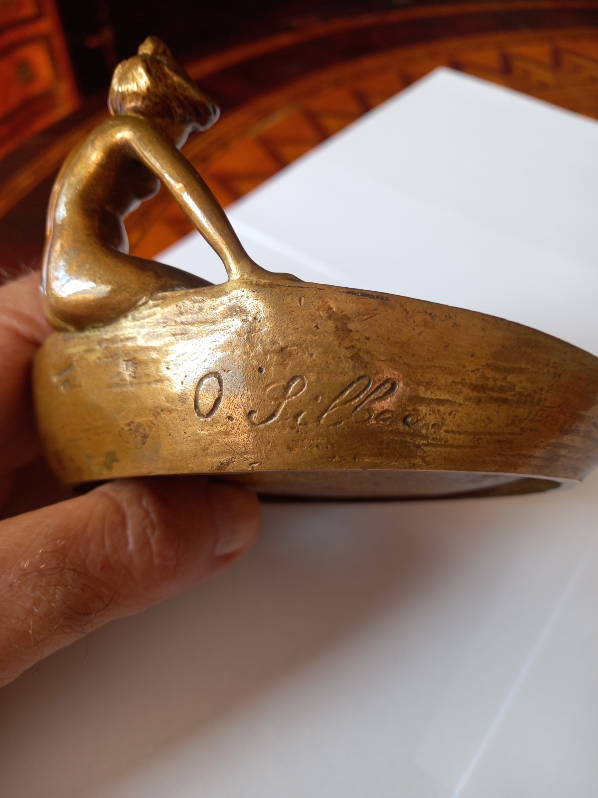 Jugendstil Cast Bronze Berndorf Nude Dish Signed O.Silber 1900s