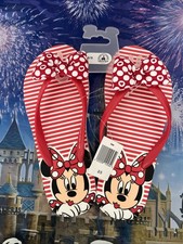 Disney Parks Minnie Mouse Girls Flip Flops Red Polka Dot Bow Size 2/3 New