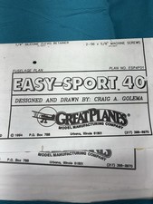 Vintage 1994 Great Planes Easy-Sport 40 RC Airplane Plans - Craig Golema Design