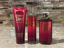 Bath Body Works FOREVER RED Lot of 3 Body Mist, Body Cream Shower Gel