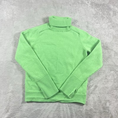 Massimo Dutti Wool Cashmere Luxury XS Green Fitted Turtleneck Y2K Preppy