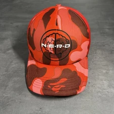 NERD Snapback Hat Red Camo Trucker Cap Pharrell Williams Rap Hip Hop Band BAPE