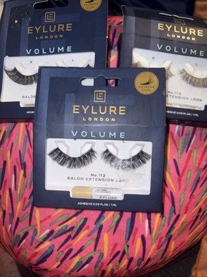 Eylure London Volume & Curl Eyelashes (New In Box) Salon Look No 112 113 3 Pairs