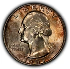 1941 25c Silver Washington Quarter - Luster - Colorful Toning - SKU-Z6453