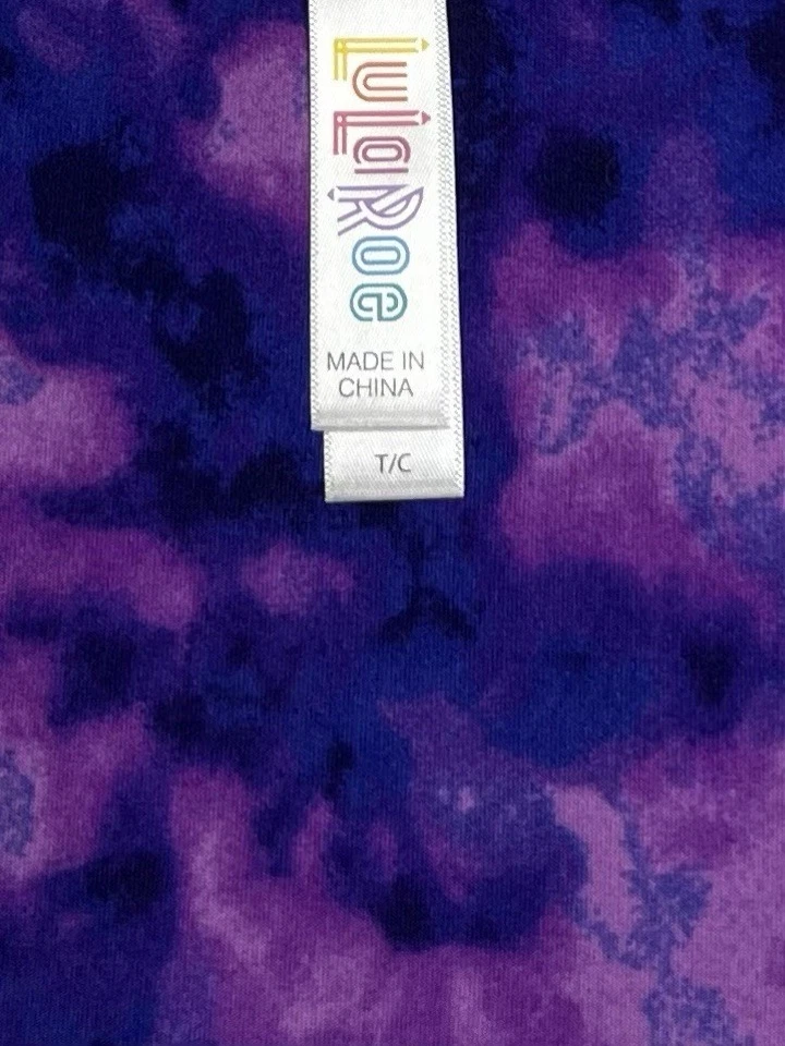 Leggings LuLaRoe TC alta curvilínea lavanda roxa tingida de gravata colorida sexy tropical - Imagem 4 de 4