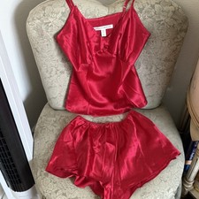 Vintage Victoria s Secret Red 100 Silk 2 Piece Set Brand New Size Small