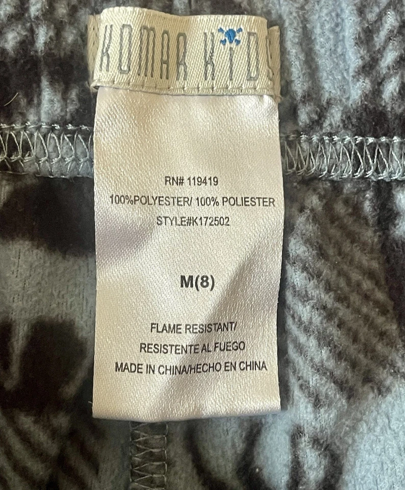 Pantalones de salón pijama polar a cuadros gris alce Komar para niños talla mediana (8) Foto 3 de 3