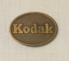 Vintage Eastman Kodak Camera BELT BUCKLE Brass Tone Oval Logo Advertising USA