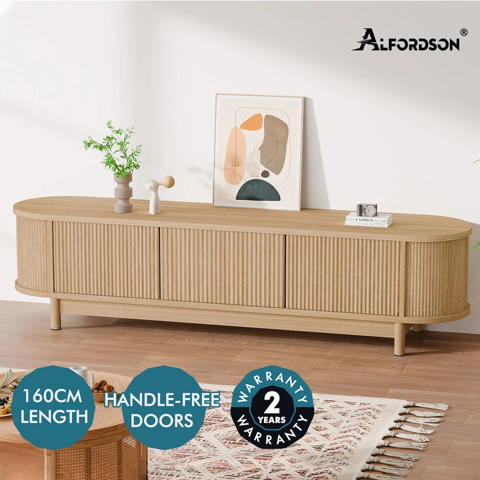 ALFORDSON TV Cabinet Entertainment Unit Stand 160cm Storage Shelf Wood Door