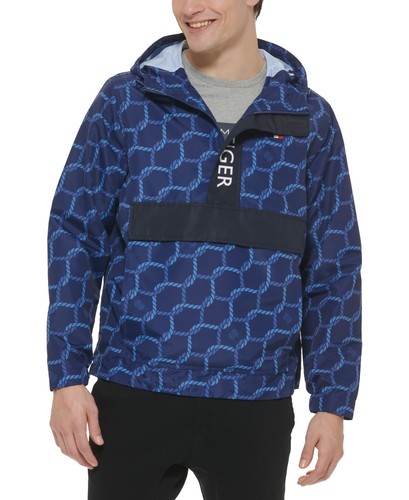 Tommy Hilfiger Herren Rope Print Popover Logo Hoodie 153AN896 Blau - 2XL