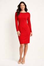 Talbots Petite 8P Red Sheath Dress Knee Length Stretch Career Work Classic Wear