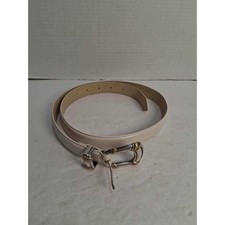 Fossil Genuine Leather Cream White Silver Tone Buckle Belt Medium READ