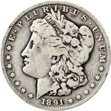 Morgan Silver Dollar Coin (1878-1904, VG Plus)