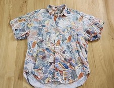 Vintage GUESS USA Georges Marciano Abstract Short Sleeve Shirt Fits L USA Made