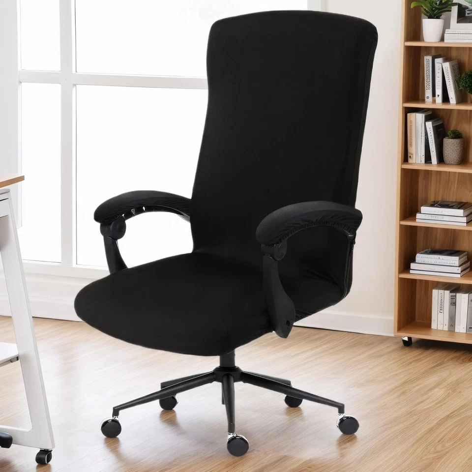 Funda para silla negra suave y elástica con fundas para reposabrazos - Fácil lavado y cuidado Foto 4 de 4