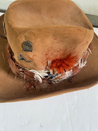 Cowboy Hat Vintage United Hatters Millinery Union Size Large Brown Velvet Willie - Picture 6 of 13