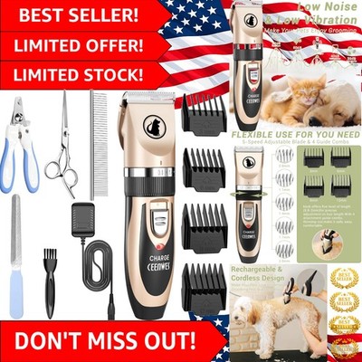 Rechargeable Pet Grooming Clippers - Ultra Quiet with Precision Titanium Blades