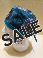 Black Panther teal Super Hero SALE Men's Skull/Chemo Surgical Scrub Hat/Cap
