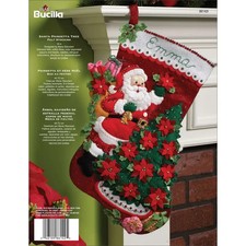Bucilla Felt Stocking Applique Kit 18" Long Santa Poinsettia Tree 86142