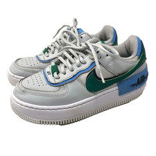 Nike Air Force 1 V3 Sneakers Kids 5.5 White Blue Green Leather Lace Up Comfort