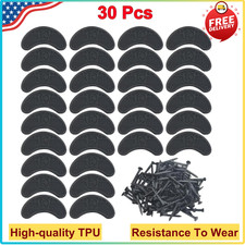 30Pcs Heel Plates Black Heel Taps Rubber Tips Sole Repair Pad Replacement w Nail