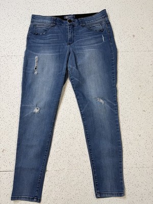 Democracy ''Ab''solution Jeans Women's 14 Blue Skinny Distressed Crotch Holes
