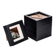 Image of 3D Box Photo Frames - 4 x 4" with 2 x 2" Mount - Black/Ivory - Pack of 5