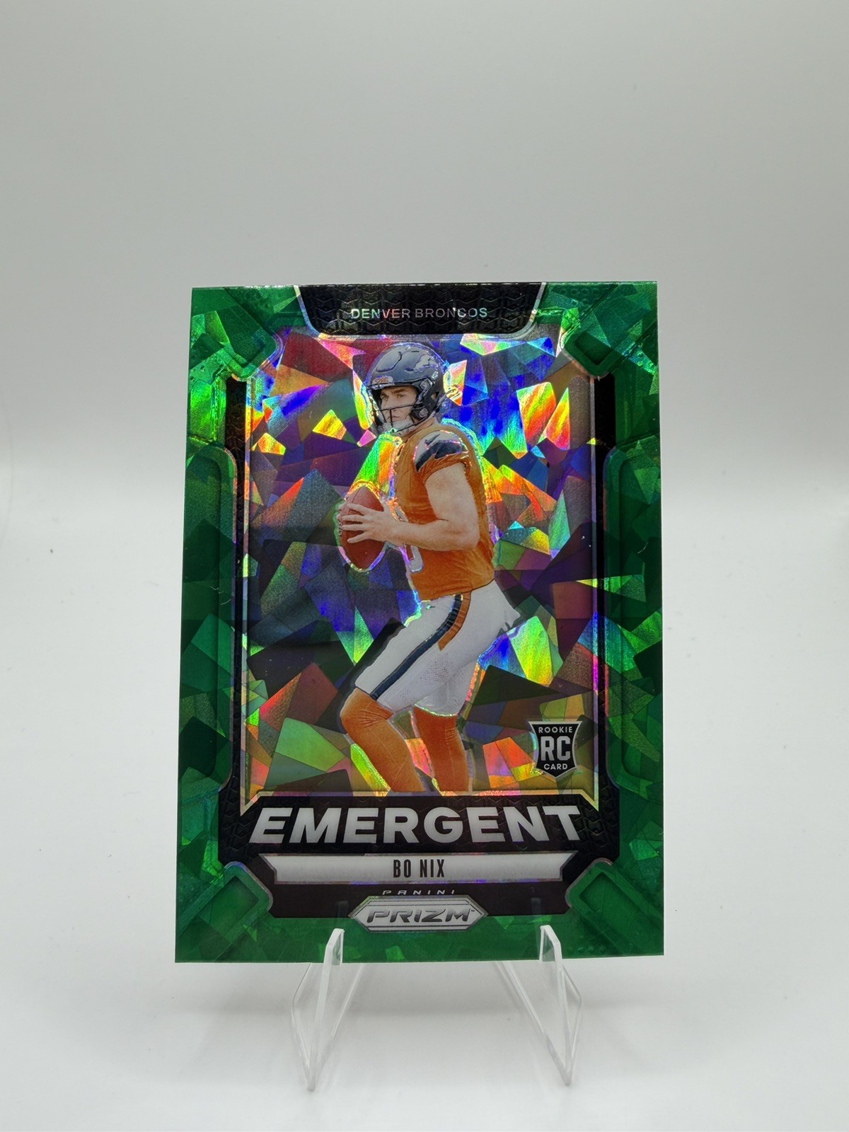 2024 Panini Prizm - Emergent Bo Nix #3 Green Ice Prizm (RC)