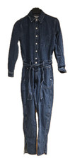Rag Bone Full Blue Denim Jumpsuit with Belt Button/Zip 100 Cotton Womens Sz S